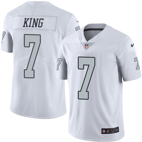 Nike Raiders #7 Marquette King White Men's Stitched NFL Limited Rush Jersey